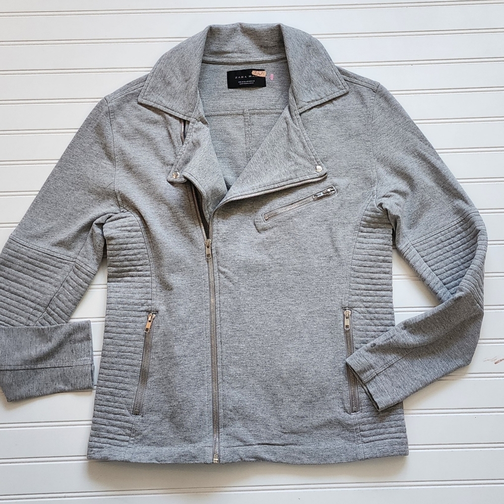 Halogen Light Gray Leather Jacket